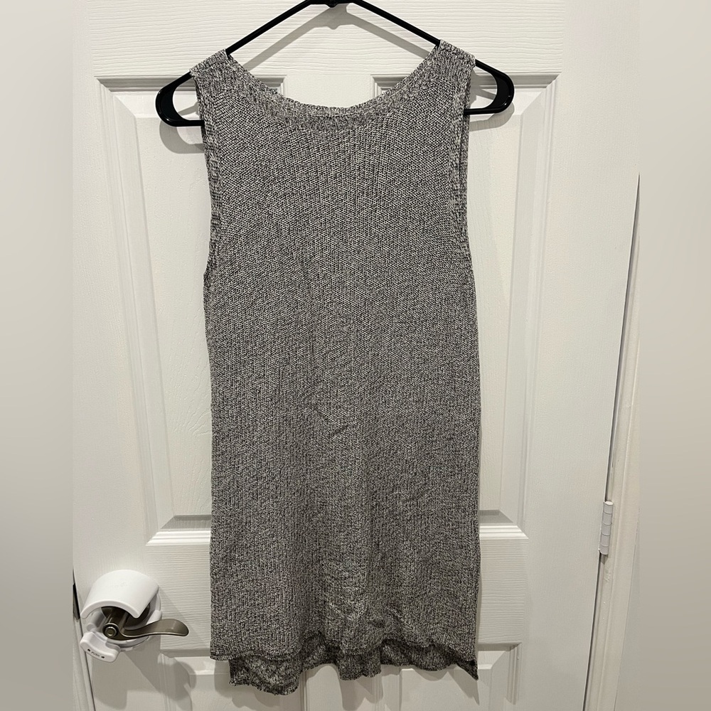 Eileen Fisher Marled Grey Sleeveless Tunic XS Quiet Luxury Minimalist Old Money